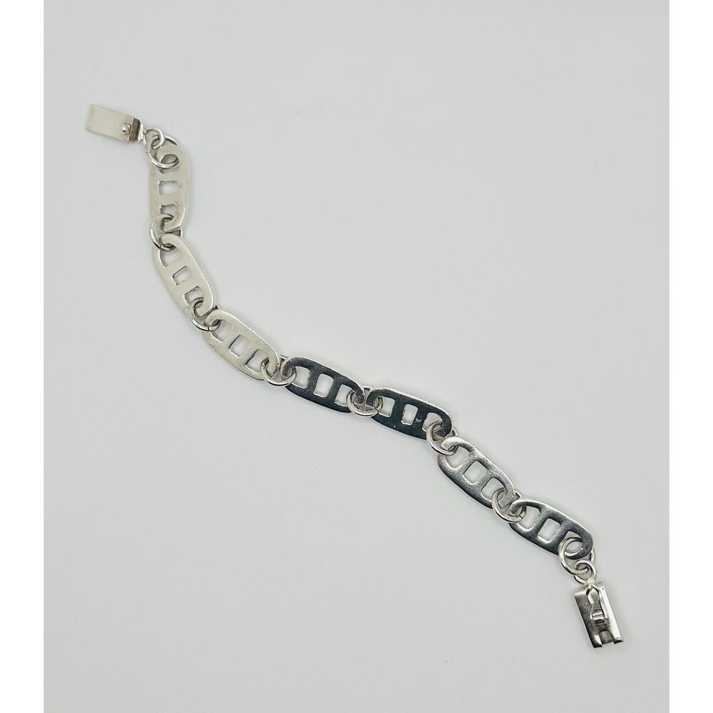 Vintage 925 Sterling Silver Unique Flat Bracelet 8in